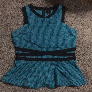 Teal with pattern peplum top